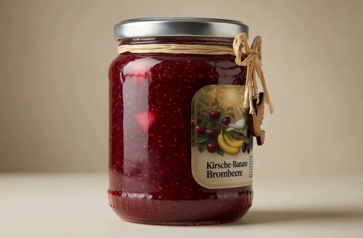 Etikett Kirsche-Banane-Brombeere, wie bei Denny